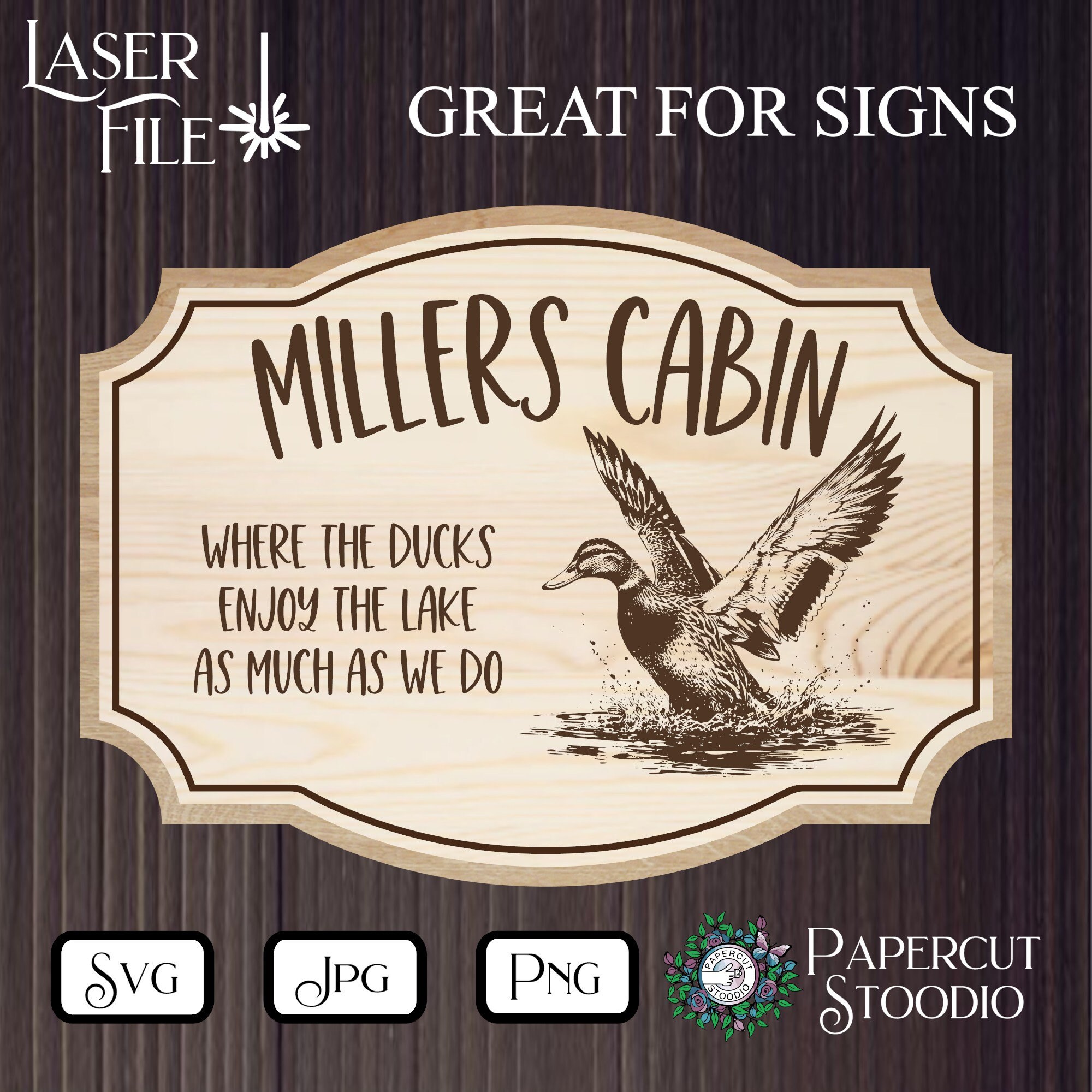 Duck in Water Laser Engrave File, Wood Art SVG PNG JPG (digital ...