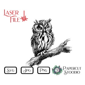 Laser Engrave File Owl SVG, LightBurn GlowForge to make Signs Cutting Boards Coasters for Cabin Lodge Cottage Rustic Personalized Gifts