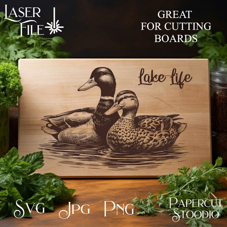 Mallard Ducks Laser Engrave File, Wood Art SVG PNG JPG (digital ...