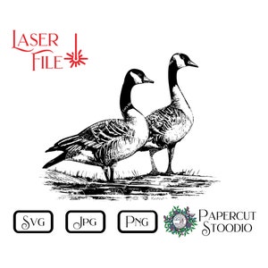 Laser Engrave File, Canadian Geese SVG, LightBurn GlowForge Wood Burn DIY Cabin Signs Cutting Board Wood Art Canada Family Gift Home Decor