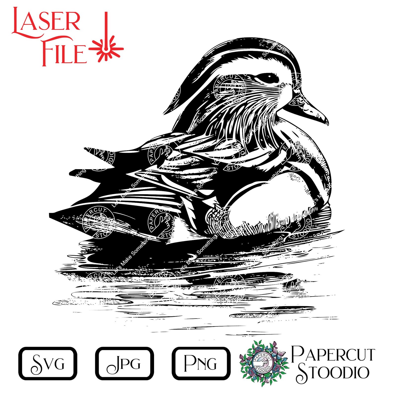 Mandarin Duck Laser Engrave File SVG, Glowforge Lightburn (digital ...