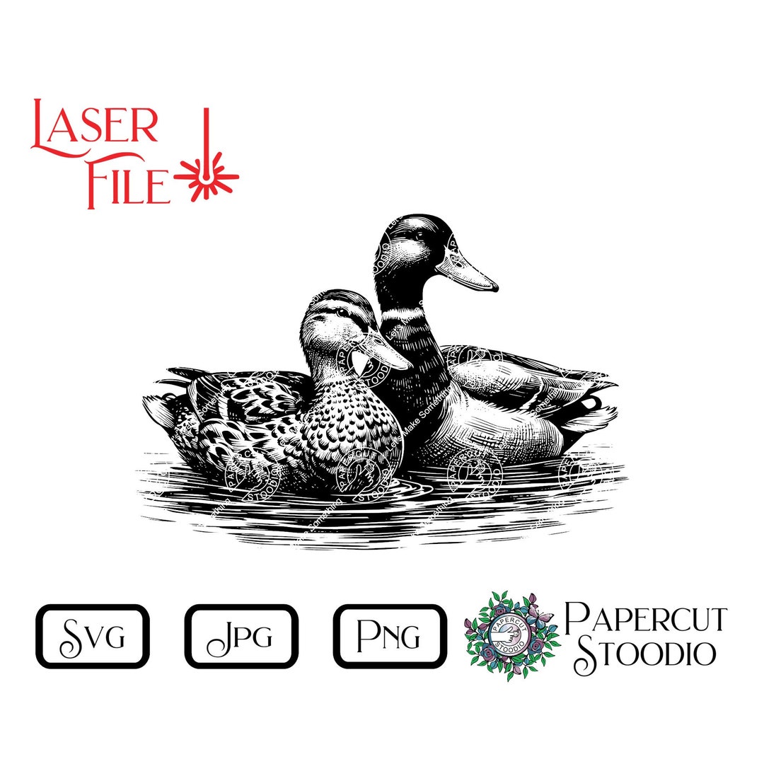 Mallard Ducks Laser Engrave File, Wood Art SVG PNG JPG (digital ...