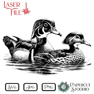 Wood Duck Pair Laser Engraving File | Rustic Wildlife SVG (digital ...