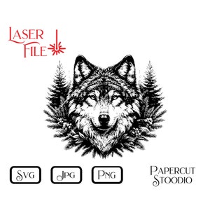 File per incisione laser, Wolf Pines SVG, LightBurn GlowForge Wood Burn fai da te, cartelli per cabine, tagliere, arte in legno, regalo per matrimonio, famiglia, arredamento per la casa
