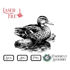 Laser Engrave File, Duck Chill SVG, LightBurn GlowForge Wood Burn Lake Life Cabin Sign Cutting Board Wood Art Wedding Family Gift Home Decor