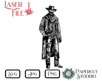 Laser Engrave File, Cowboy Stance Svg, Country DIY Signs Cutting Boards Wood Round Personalized Gifts Cards Home Decor LightBurn GlowForge