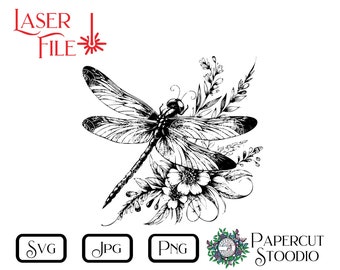 Laser Engrave File, Dragonfly Svg, Country Digital Download for Laser Engraving, Charcuterie, Cutting Board, Home Decor, Gifts  & Signs