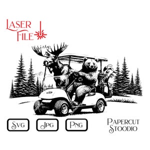 Lasergraveerbestand, Campfire Pals Golf Cart Svg, Digitale download voor lasergravure, humoristische snijplanken, cabine, houten borden, golfen