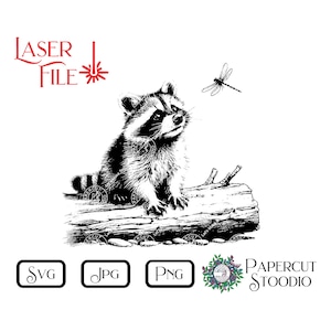 Fichier de gravure laser, bébé raton laveur SVG, panneaux LightBurn GlowForge signes planches à découper pour Cabin Lodge Cottage rustique bébé cadeaux personnalisés