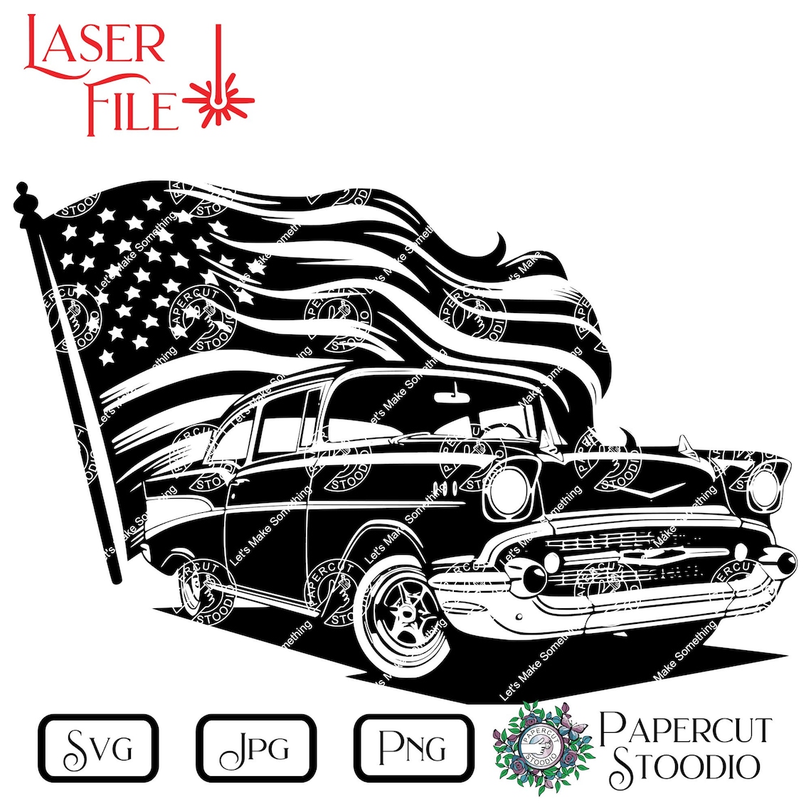 Laser-Gravur-Datei, 57 'Chevy SVG, Vintage 1957 Chevovov, Chevy Bel Air ...