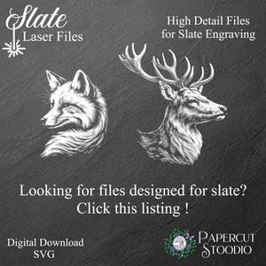 Deer & Fox TEST files for SLATE and ACRYLIC from my new Shop! Files dedicated to Slate and Acrylic Engraving - Vivid Oak Graphics