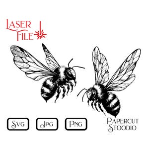 Arquivo de gravação a laser, Two Bees SVG, LightBurn GlowForge Tábua de corte Projetos de madeira Placa de jardim Presentes personalizados Azulejos pintados