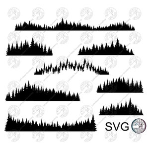 Waldbaum Linie Bundle SVG, Wald Kiefer Baum Silhouette Camping Wanderhütte Outdoor Wild Cut Dateien für DIY Basteln Aufkleber Tassen Holzschild