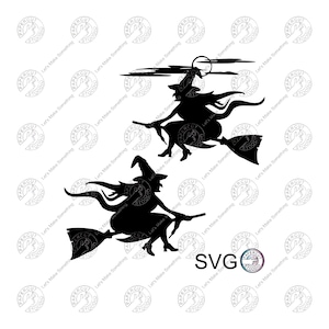 Witch Svg, Witch on broom, Instant Download Cut File SVG, Halloween Witches, Broomstick, Cricut, Silhouette