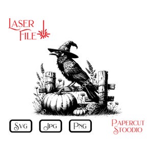 Laser Engrave File, Halloween Raven Svg, Digital Download Halloween Farmhouse Decor Signs Cutting Board LightBurn GlowForge Personalize Gift