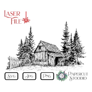 Fichier de gravure laser grange rustique Svg, cuisine campagnarde en téléchargement numérique Lightburn, cadeau personnalisé pour panneaux planches à découper sous-verres