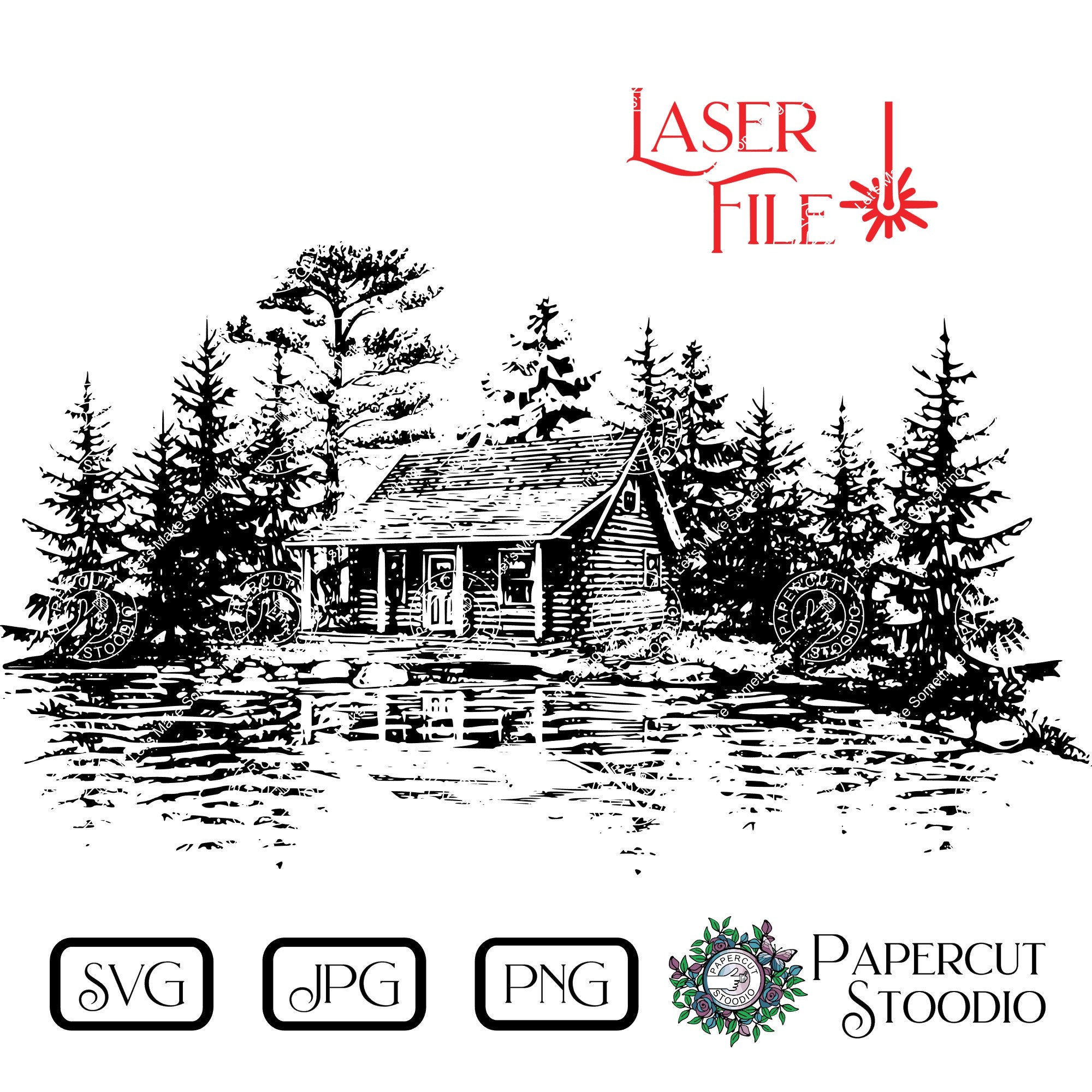Laser Engrave File Lake Edge Cabin Svg, Png Jpg Digital Download ...
