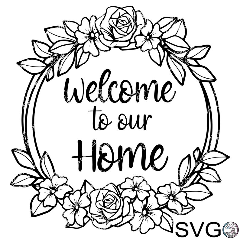 Floral Frame Svg Flower Wreath Home Welcome Circle Laurel - Etsy