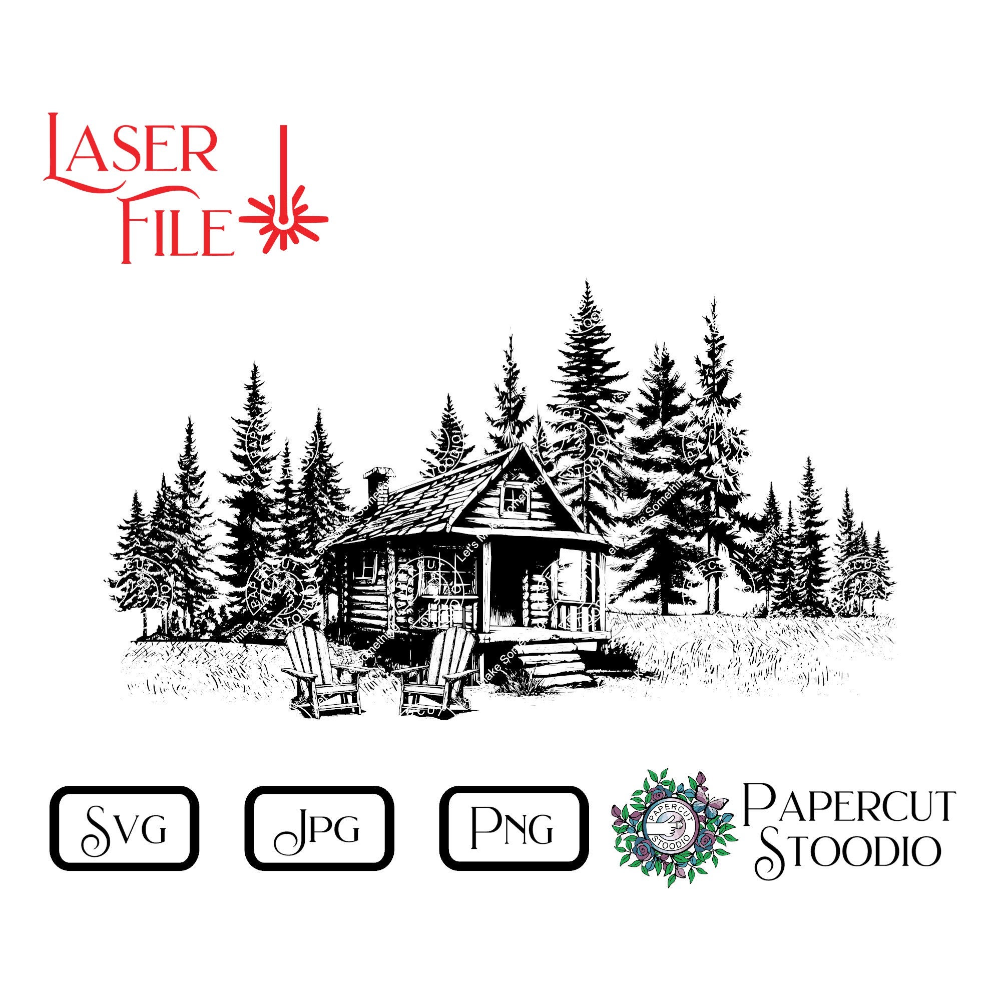 Laser Engrave File Cabin Adirondack SVG Lightburn Glowforge - Etsy Canada