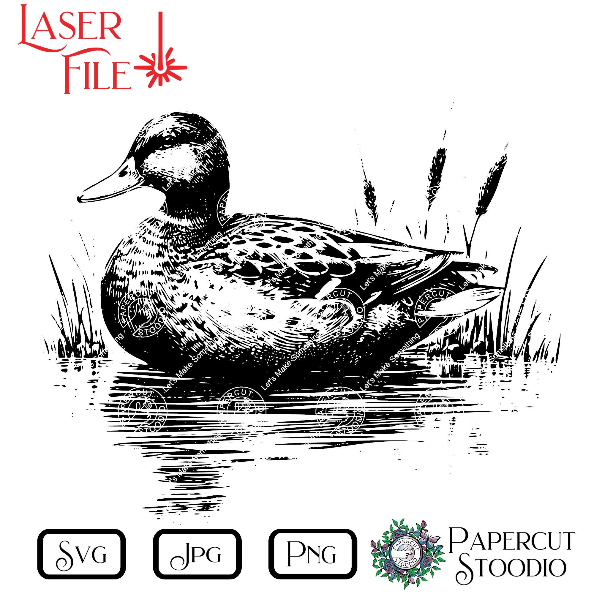 Calm Duck Laser Engrave File, Wood Art SVG PNG JPG (digital Download ...