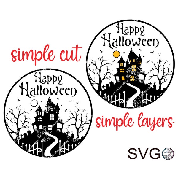 Halloween Haunted House Circle Svg, Cricut Instant Download Commercial License for Bookmark Sticker Mug Shirt Tumbler Door Hanger Crafts