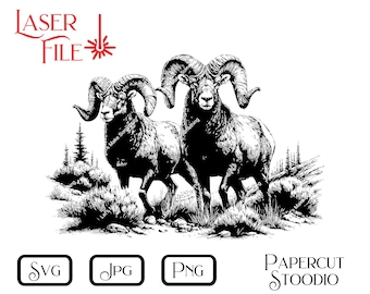 Big Horn Sheep Laser Engrave File, Wood Projects SVG (Digital Download)