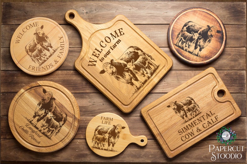 Laser Engrave File, Simmental Cow Calf SVG, Lightburn Glowforge Signs ...