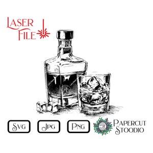 Whiskey Laser Engrave File, Bar Alcohol SVG, Man Cave Decor (Digital Download)