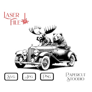 Fichier de gravure laser, Svg Campfire Pals Roadster, téléchargement numérique pour gravure laser, planches à découper humoristiques, enseignes de cabine, voiture vintage, papa