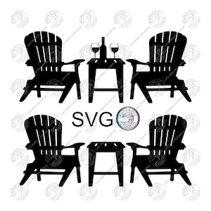 Adirondack Chair Table Wine SVG, Cricut, Silhouette, Muskoka svg, Camping chair, mountain chair svg, lake chair svg