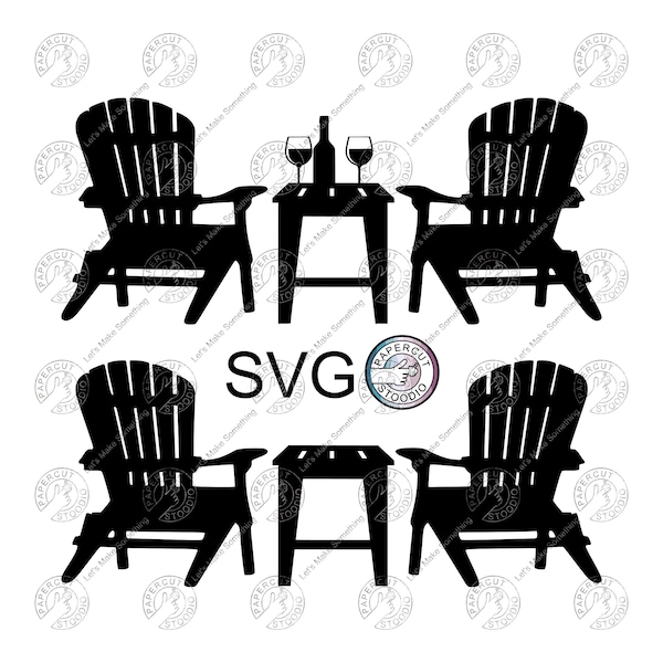 Adirondack Chair Table Wine SVG, Cricut, Silhouette, Muskoka svg, Camping chair, mountain chair svg, lake chair svg