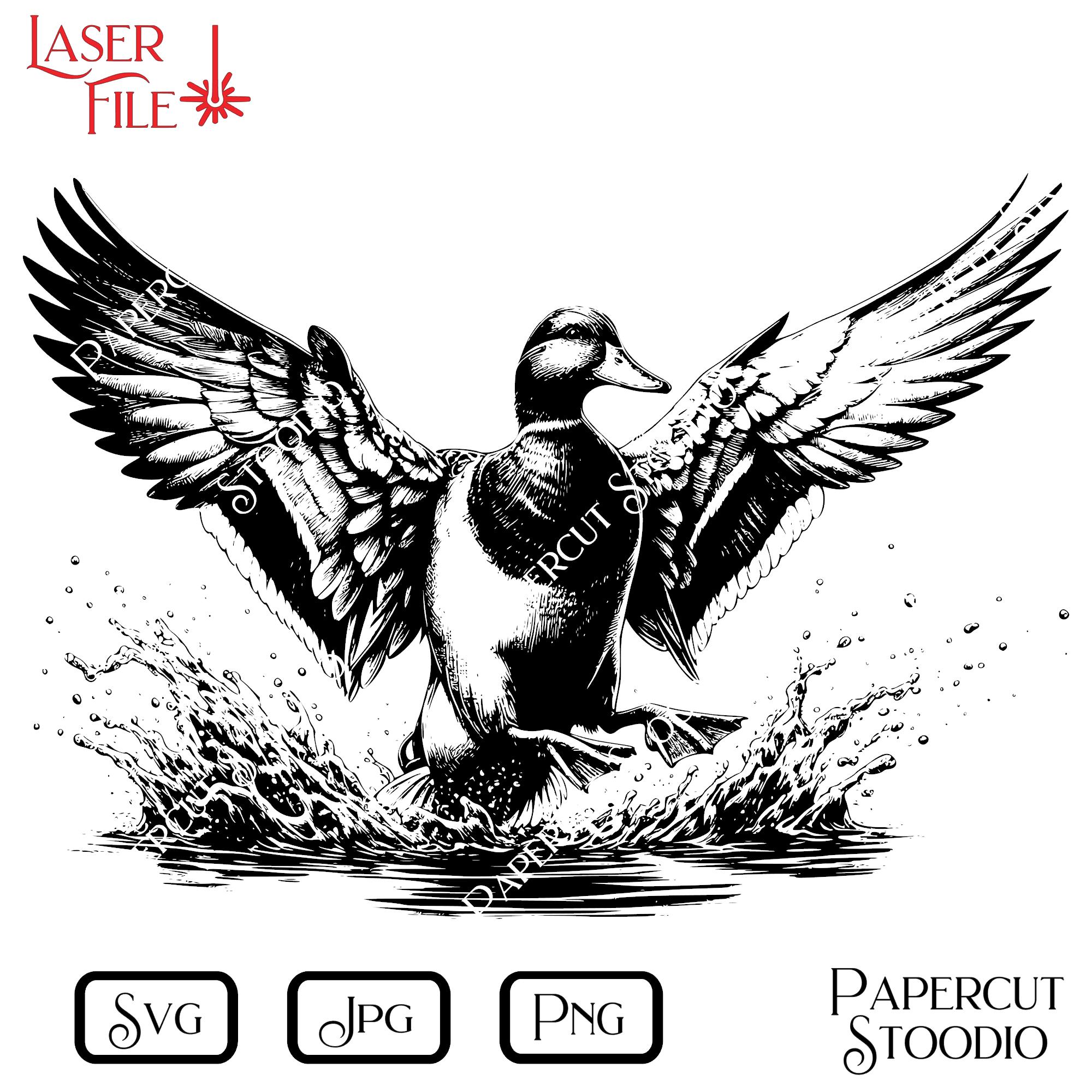 Duck Splash Laser Engrave File, Wood Burn SVG PNG JPG (digital Download ...