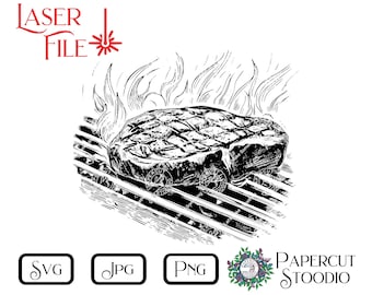 Grillsteak lasergraveerbestand, BBQ-vlees SVG, papa cadeau (digitale download)