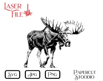 Moose Laser Engrave File, Cabin Decor SVG PNG JPG (Digital Download)