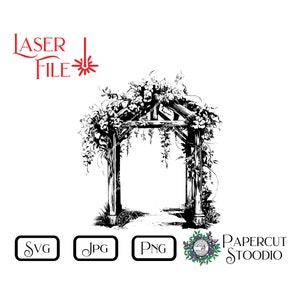 Wedding Arbor SVG, Laser Engraving File LightBurn GlowForge Cutting Boards Bride Groom Marriage Anniversary Wedding Invitations Signs Cards