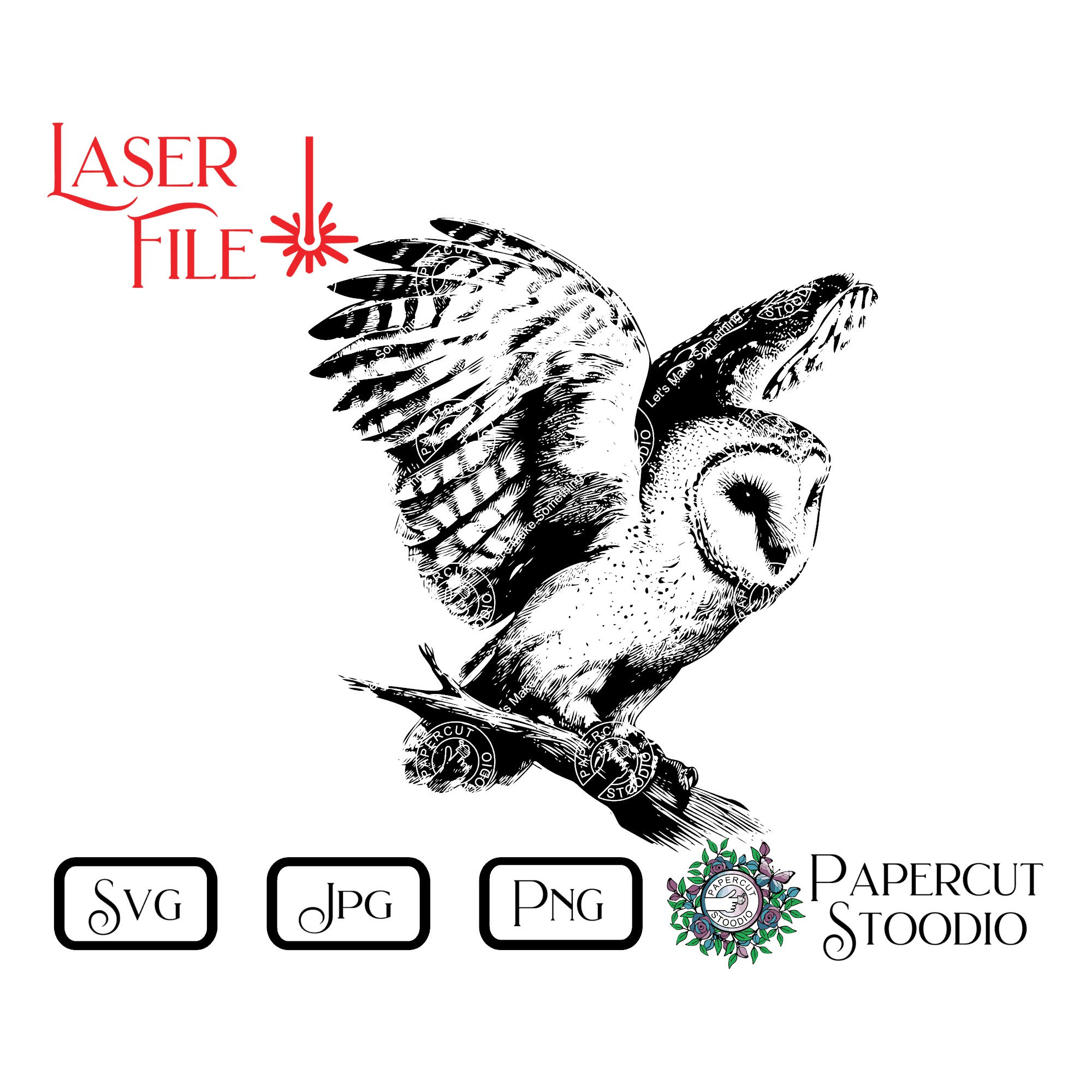Barn Owl Laser Engrave File, SVG PNG JPG, Wood Burn (Digital Download)