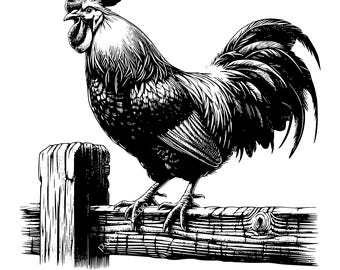 Rooster Laser Engraving File, SVG PNG JPG, Farm Chicken, GlowForge LightBurn Cutting Boards, Coasters