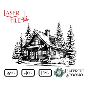 Arquivo de gravação a laser, Lodge Svg, pesca, caça, cabine LightBurn GlowForge Placas de Natal Tábuas de corte Bandejas Porta-copos Decoração para casa