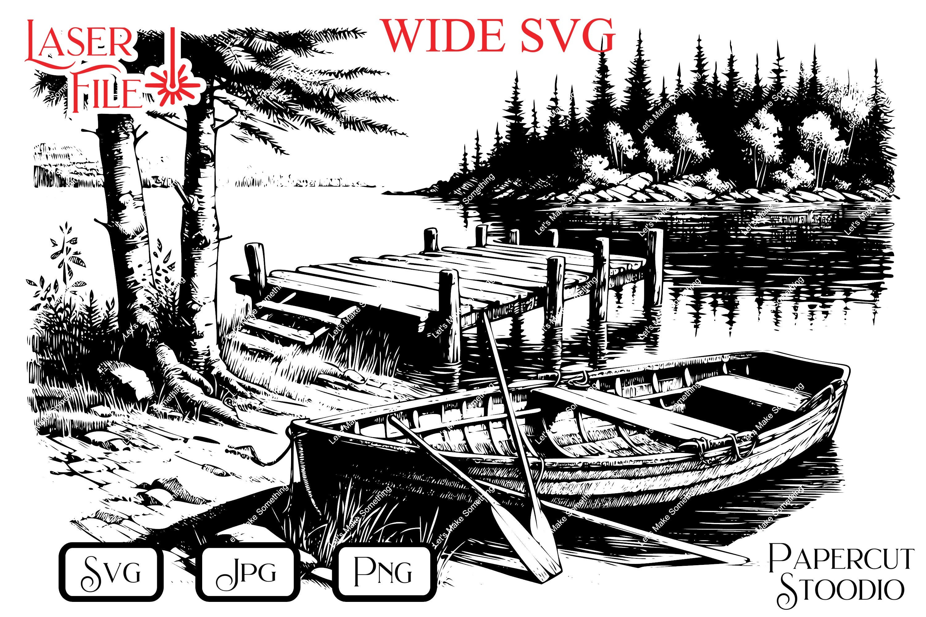 Old Boat Laser Engrave File, Cabin Lake Decor SVG PNG JPG (digital ...