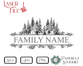 Pine Monogram SVG, Laser Engrave File, Cutting Board Digital Download, LightBurn GlowForge  Home Decor Gift