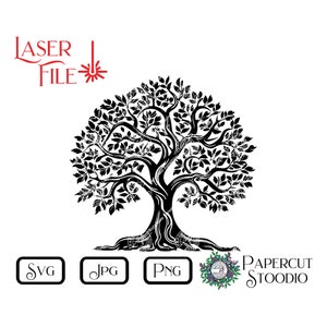 Lasergraveerbestand, boom embleem SVG, LightBurn GlowForge houtverbranding DIY familie snijplank houten bord huwelijkscadeau Home Decor