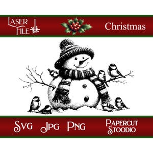 Lasergraveerbestand, kleine sneeuwpop vriend Svg, snijplanken kerstborden houten ronde persoonlijke cadeaukaartjes Home Decor LightBurn GlowForge