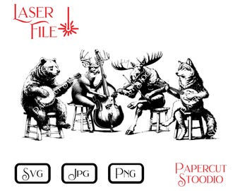 Bluegrass Animals Laser Engrave File, Lake Cabin Decor (SVG, PNG, JPG)