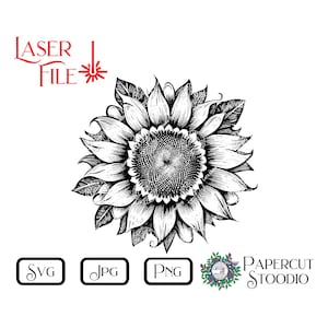 Lasergraveerbestand, zonnebloem SVG, kaarten Tuinvlaggen Borden Sublimatie LightBurn GlowForge houtrondes gepersonaliseerde geschenken