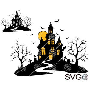 Halloween Haunted House Svg, Cricut Instant Download Commercial License for Bookmark Sticker Mug Shirt Tumbler Door Hanger Crafts