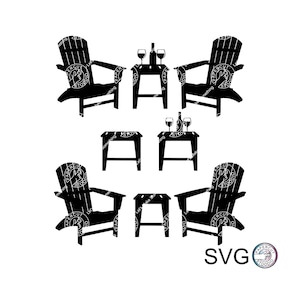Adirondack Chair Table Wine 2 SVG, Cricut, Silhouette, Muskoka svg, Camping chair, mountain chair svg, lake chair svg
