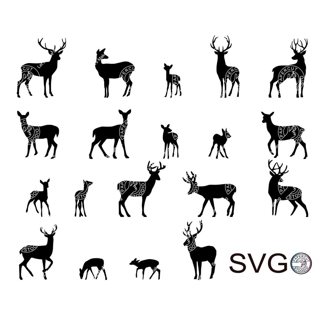 Deer Bundle Svg, Buck Doe Fawn Deer Family Instant Download Laser Cut ...