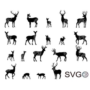 Deer Bundle Svg, Buck Doe Fawn Deer Family Instant Download Laser Cut Shapes Cricut Crafts Wood Art Mugs Keychains Personalize Gift