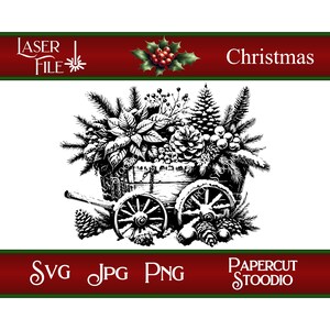 Lasergraveerbestand, kerstkar 2 Svg, LightBurn GlowForge XTool kerst snijplanken houten ronde cadeaukaartjes Home decor borden kunst aan de muur