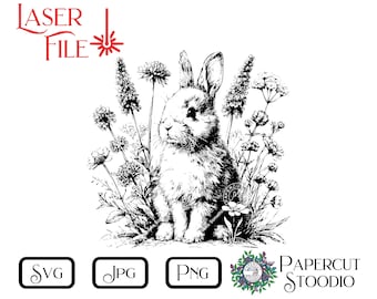 Laser Engrave File, Sweet Rabbit SVG, LightBurn GlowForge Signs Cutting Boards Coasters for Lake House Cottage Rustic Personalized Gifts